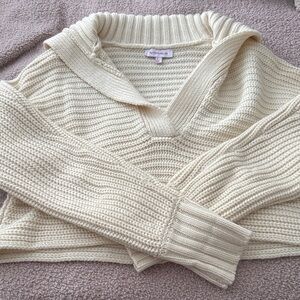 Elegant Cream V-Neck Sweater
